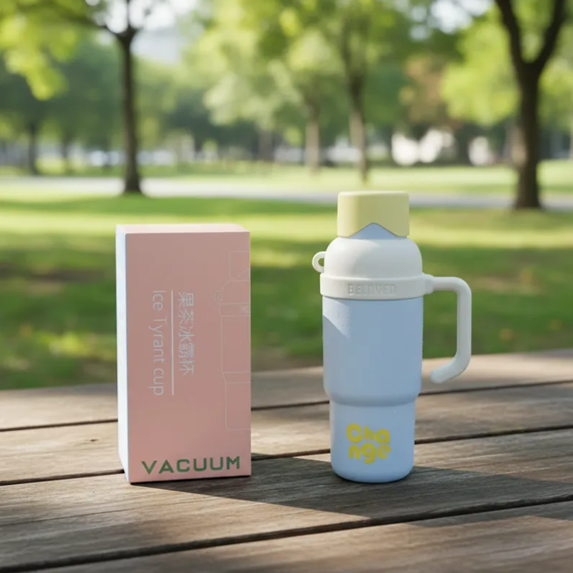 Vaso Térmico Portátil Con Asa Y Tapa Varios Colores Pastel 1