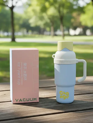 Vaso Térmico Portátil Con Asa Y Tapa Varios Colores Pastel