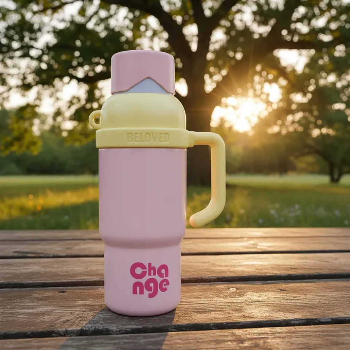 Vaso Térmico Portátil Con Asa Y Tapa Varios Colores Pastel 2