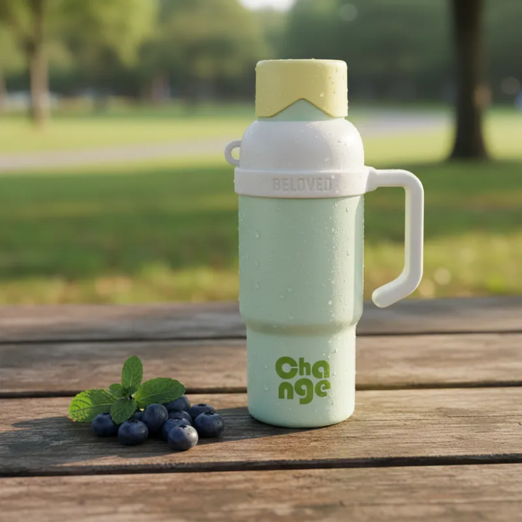 Vaso Térmico Portátil Con Asa Y Tapa Varios Colores Pastel 5