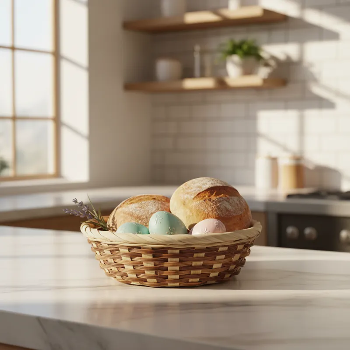 Canasto De Mimbre Redondo Pascua 16x6cm 2
