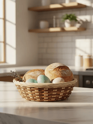 Canasto De Mimbre Redondo Pascua 16x6cm