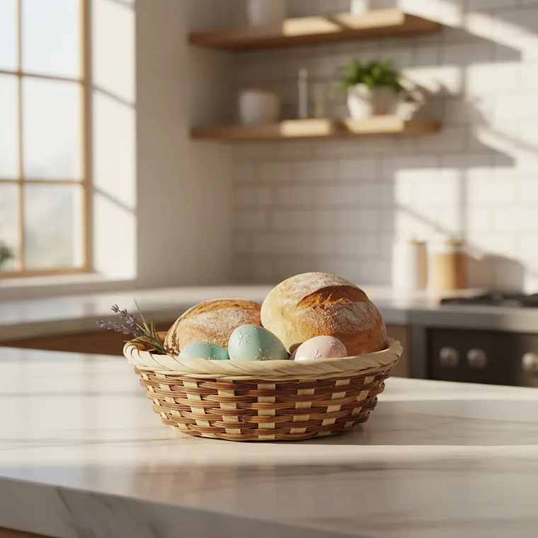 Canasto De Mimbre Redondo Pascua 16x6cm 2