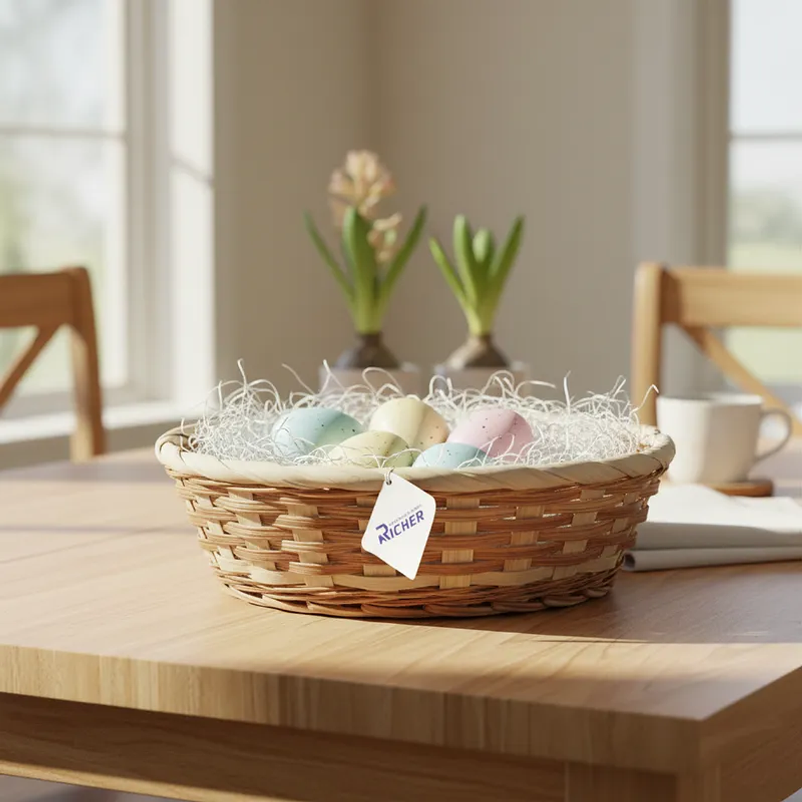 Canasto De Mimbre Redondo Pascua 16x6cm 1