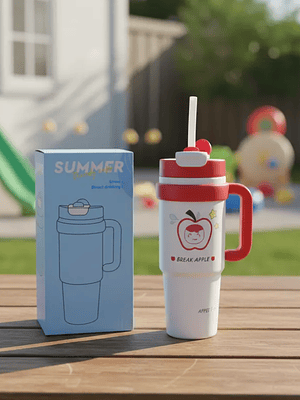 Vaso Térmico Infantil Con Asa Y Tapa Diseños Acero Inoxidable