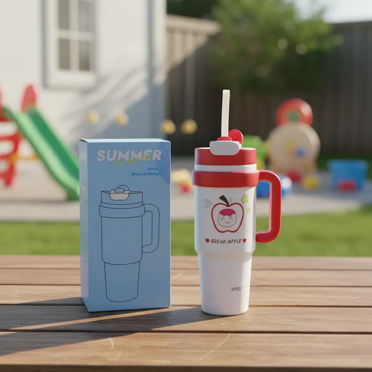 Vaso Térmico Infantil Con Asa Y Tapa Diseños Acero Inoxidable 1