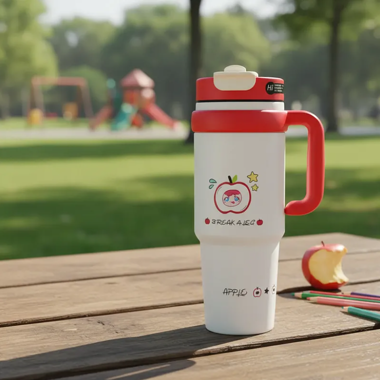 Vaso Térmico Infantil Con Asa Y Tapa Diseños Acero Inoxidable 2