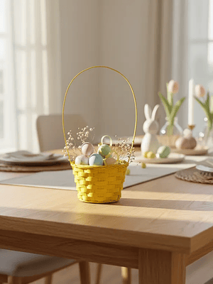 Canasta de Pascua Tejida con Asa 20x10CM