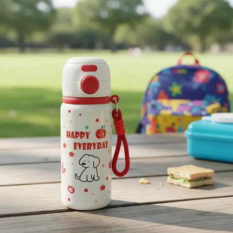 Botella Térmica Infantil Acero Inoxidable Con Bombilla Kawaii