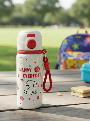 Botella Térmica Infantil Acero Inoxidable Con Bombilla Kawaii