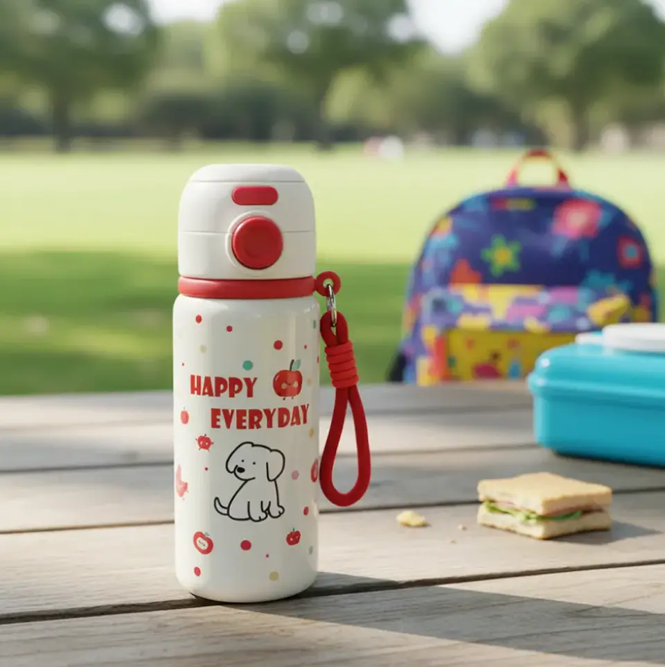 Botella Térmica Infantil Acero Inoxidable Con Bombilla Kawaii 1