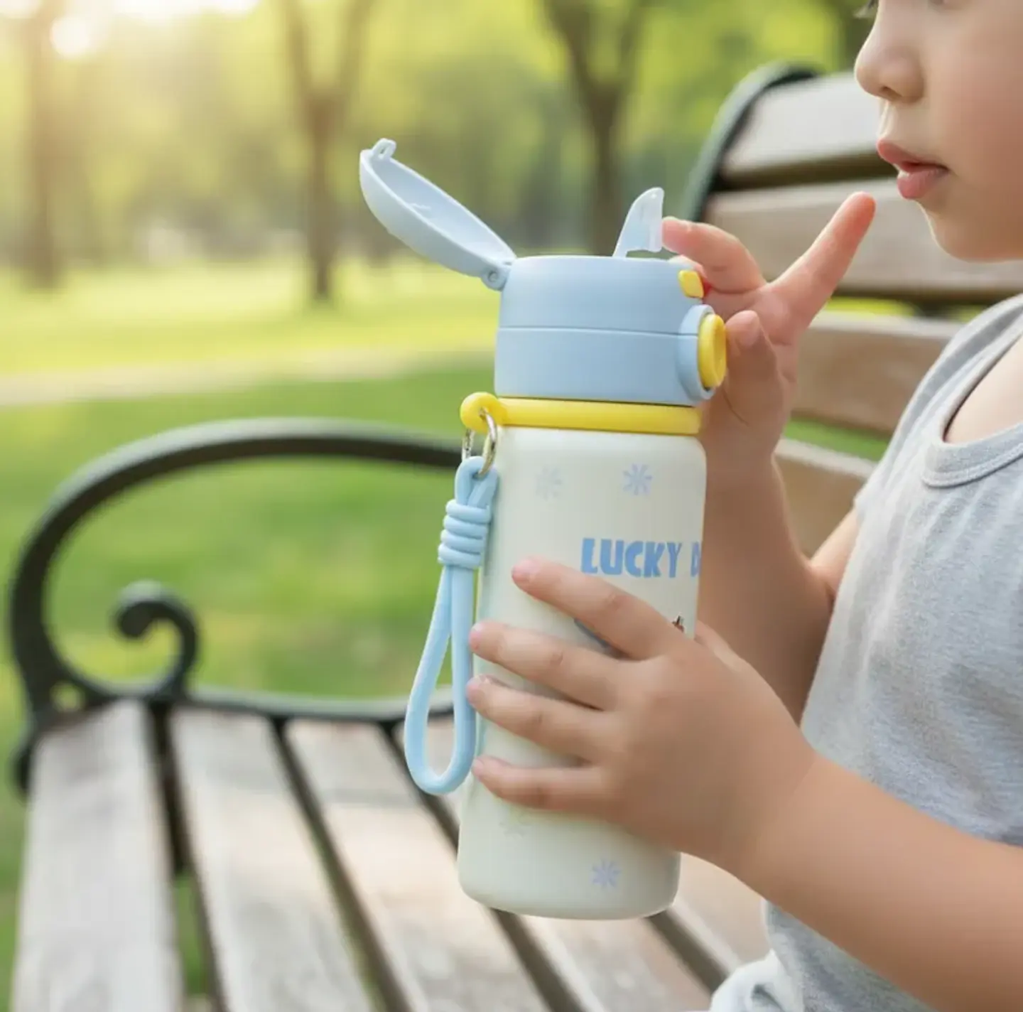 Botella Térmica Infantil Acero Inoxidable Con Bombilla Kawaii 2