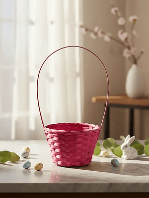  Canasta de Pascua Tejida de Mimbre 18x10cm