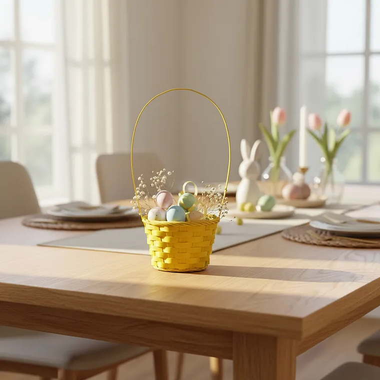  Canasta de Pascua Tejida de Mimbre 18x10cm 4