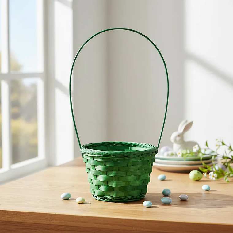  Canasta de Pascua Tejida de Mimbre 18x10cm 5