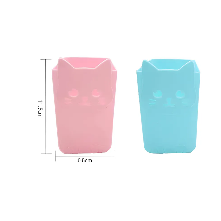 Set x 4 Portalápices Organizador Gato Kawaii 6.8x11.5cm Colores Surtidos 6