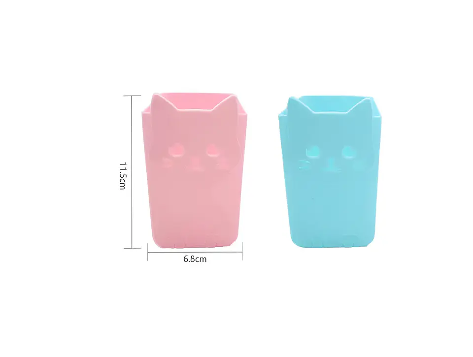 Set x 4 Portalápices Organizador Gato Kawaii 6.8x11.5cm Colores Surtidos 6
