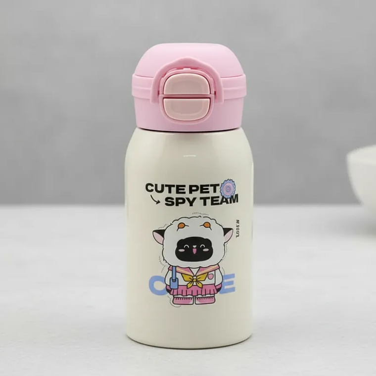 Botella Térmica Infantil Acero Inoxidable Con Funda Y Correa 1