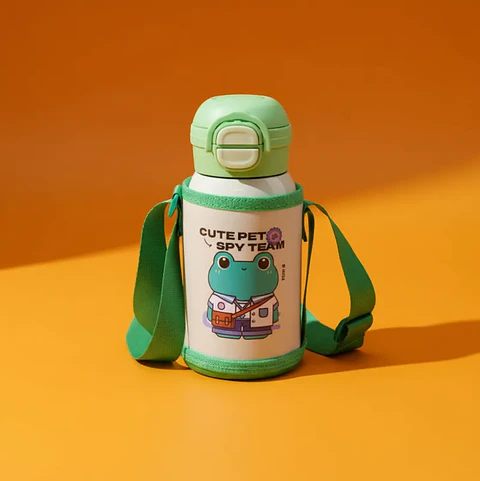 Botella Térmica Infantil Acero Inoxidable Con Funda Y Correa