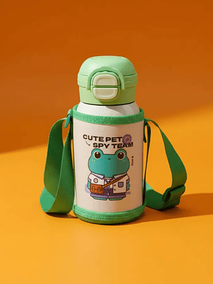 Botella Térmica Infantil Acero Inoxidable Con Funda Y Correa