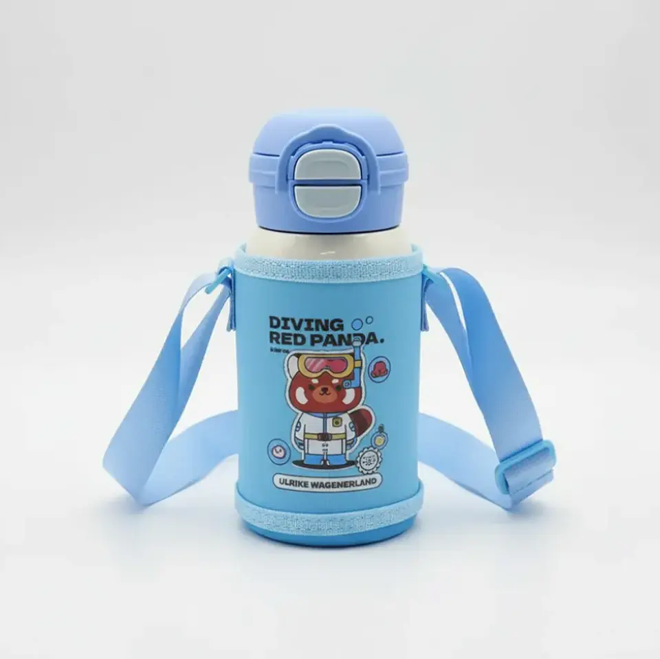 Botella Térmica Infantil Acero Inoxidable Con Funda Y Correa 3