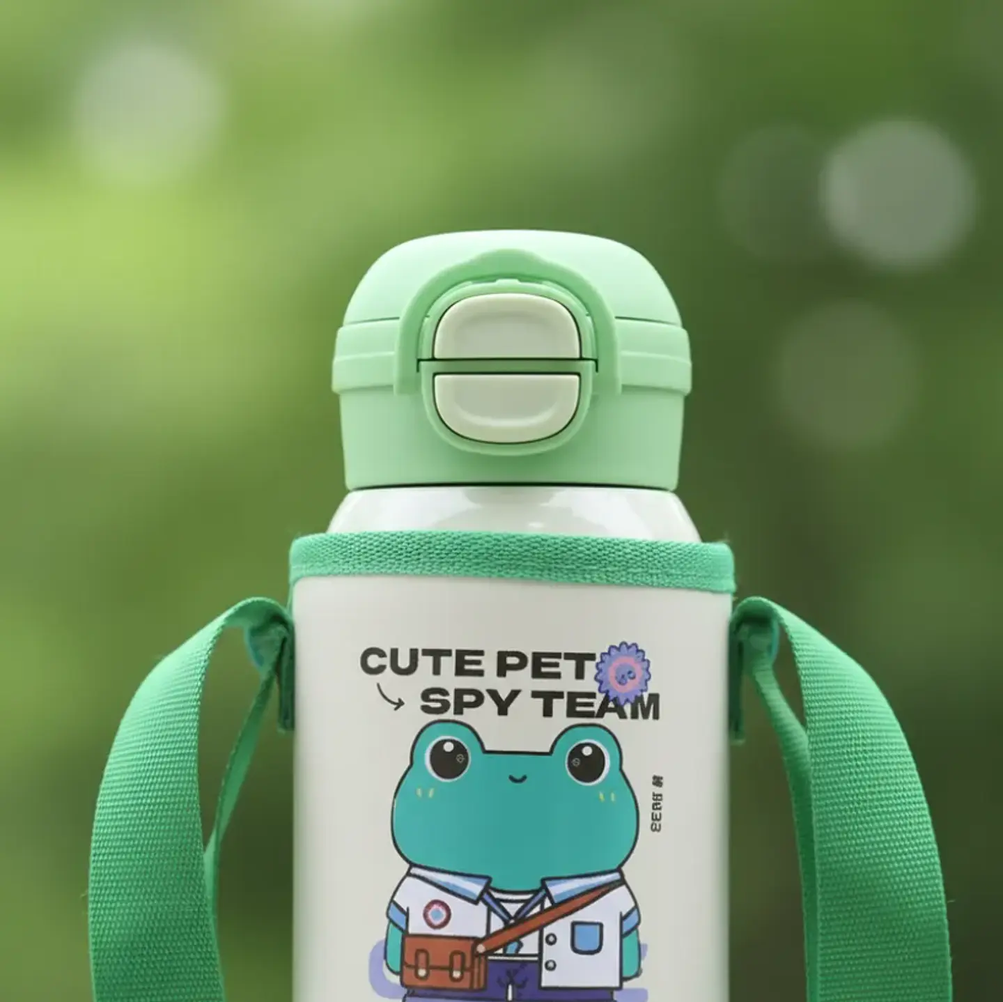 Botella Térmica Infantil Acero Inoxidable Con Funda Y Correa 4