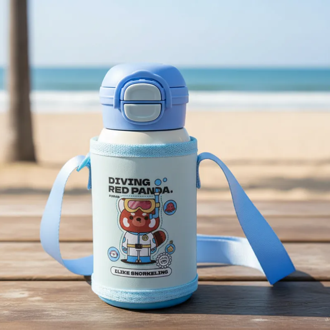 Botella Térmica Infantil Acero Inoxidable Con Funda Y Correa 6