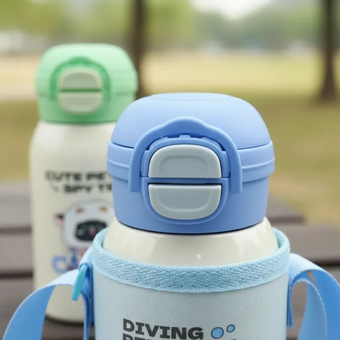 Botella Térmica Infantil Acero Inoxidable Con Funda Y Correa 9
