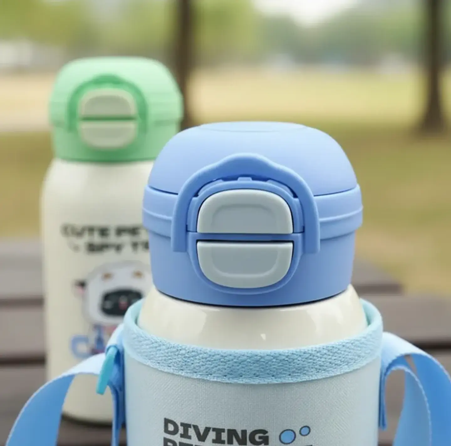 Botella Térmica Infantil Acero Inoxidable Con Funda Y Correa 9