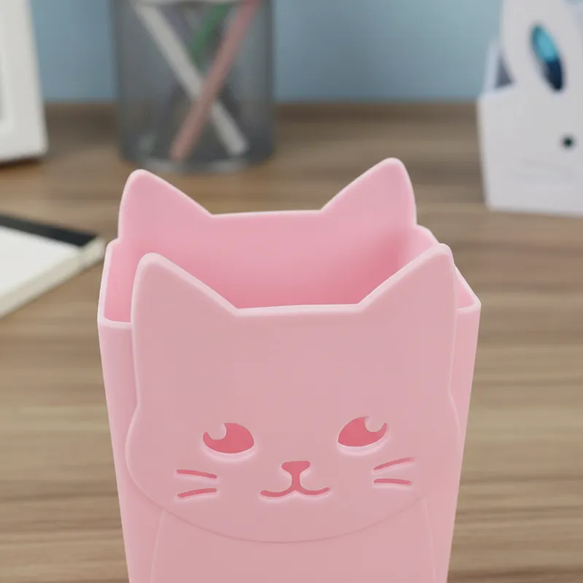 Set x4 Portalápices Organizador Gato Kawaii Colores Surtidos 10.5x15.6cm 1