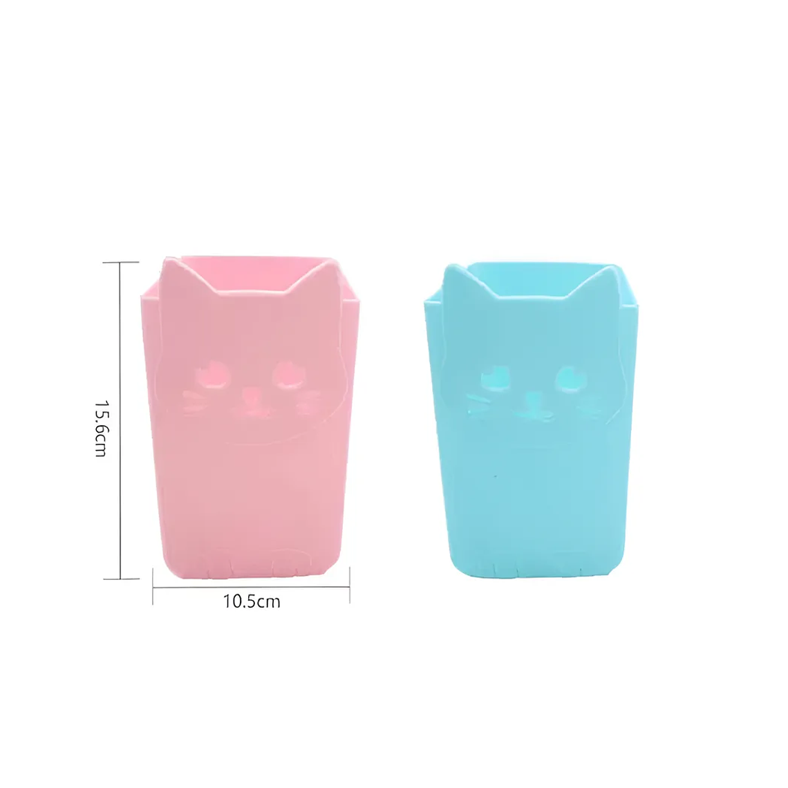 Set x4 Portalápices Organizador Gato Kawaii Colores Surtidos 10.5x15.6cm 5
