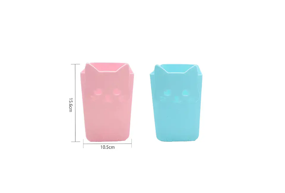 Set x4 Portalápices Organizador Gato Kawaii Colores Surtidos 10.5x15.6cm 5