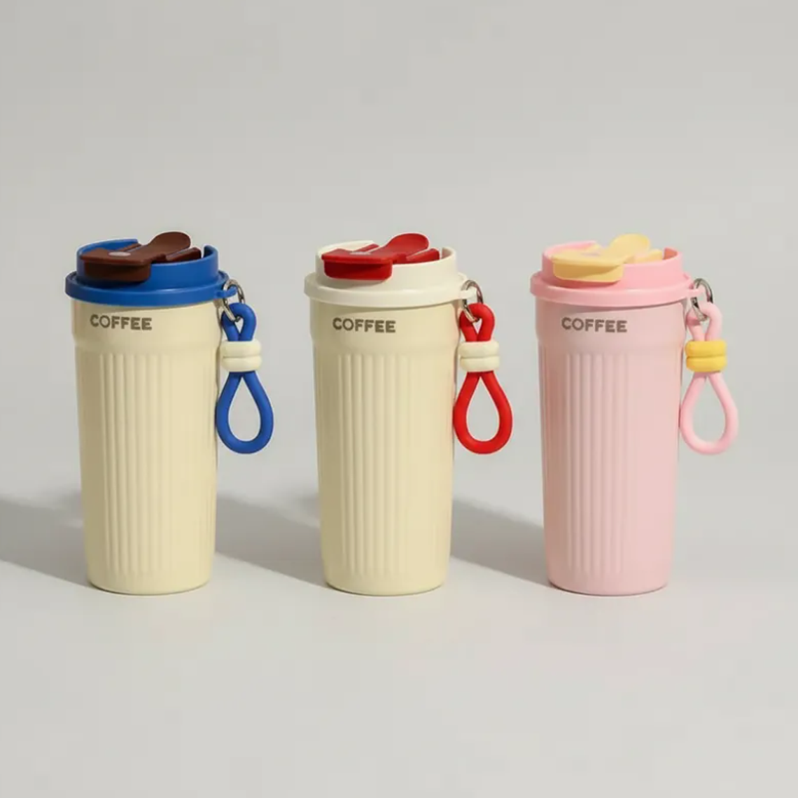 Vaso Térmico Para Café 550ml Portátil Con Tapa Y Correa 1
