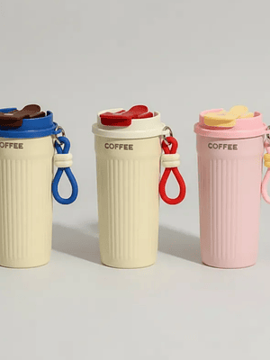 Vaso Térmico Para Café 550ml Portátil Con Tapa Y Correa