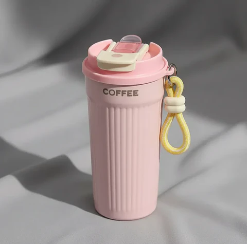 Vaso Térmico Para Café 550ml Portátil Con Tapa Y Correa