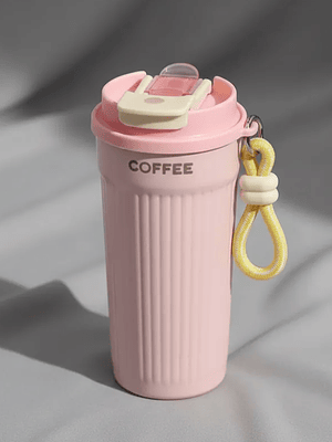 Vaso Térmico Para Café 550ml Portátil Con Tapa Y Correa