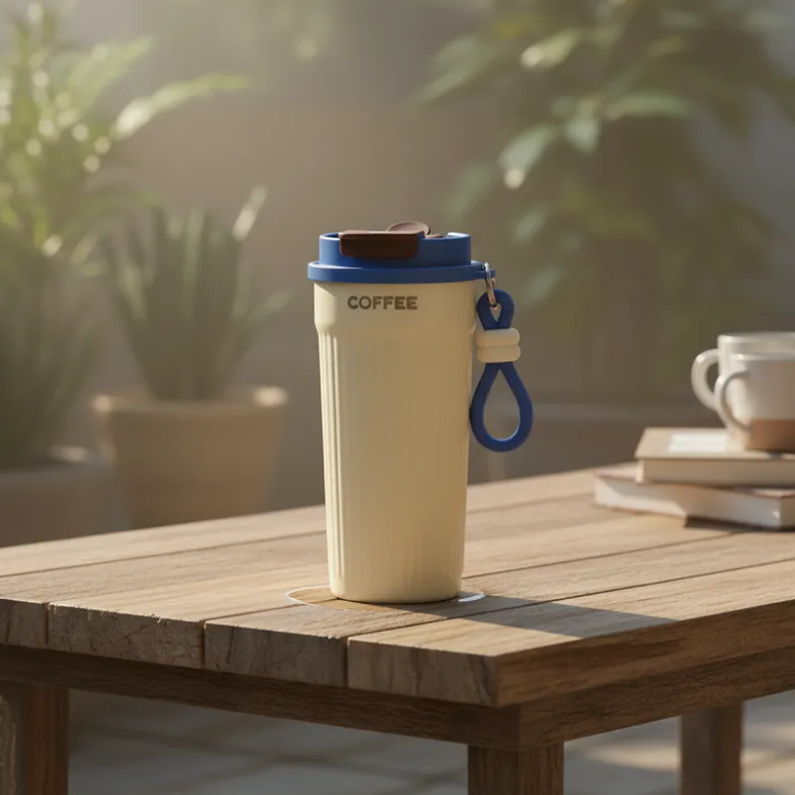 Vaso Térmico Para Café 550ml Portátil Con Tapa Y Correa 5