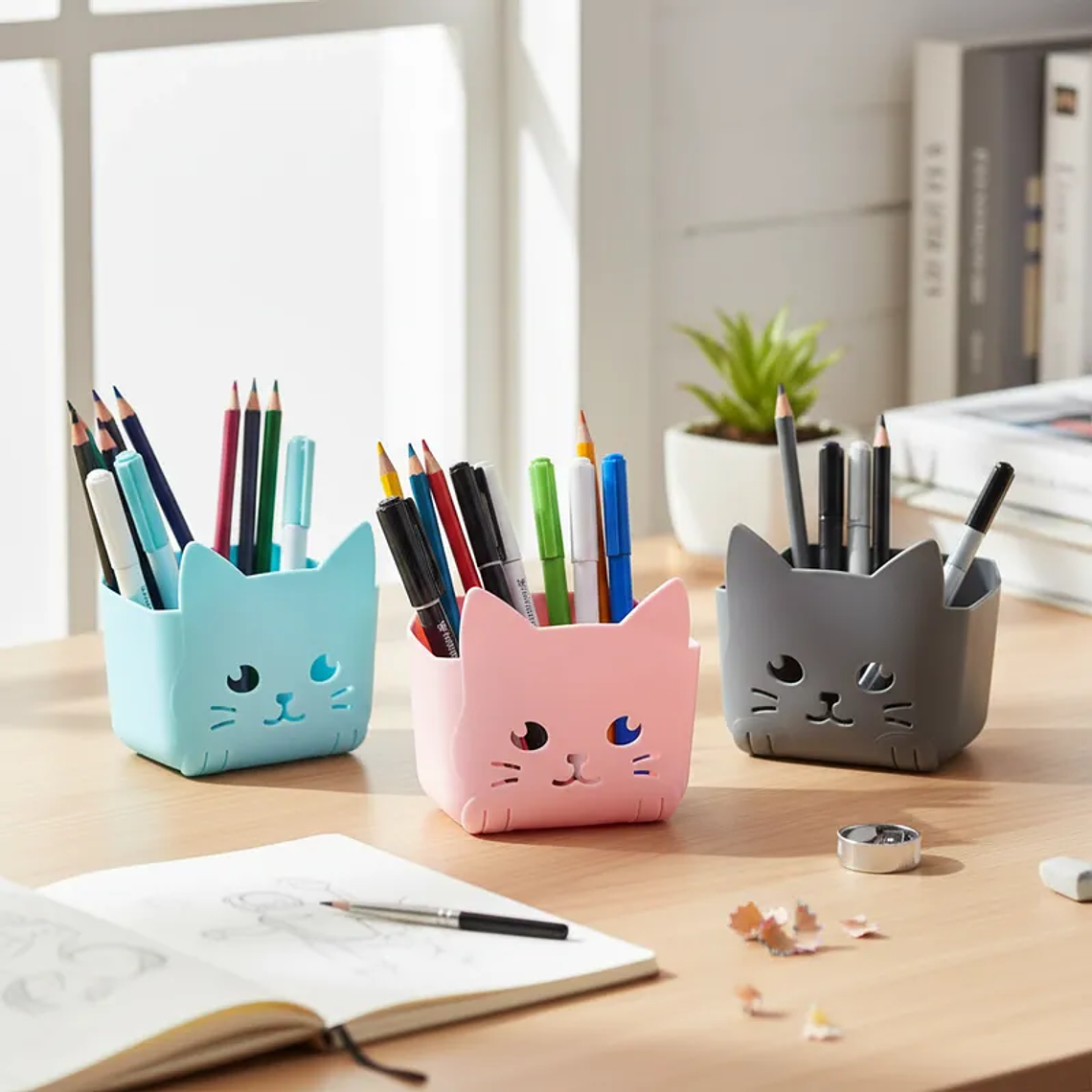 Set x4 Portalápices Gatito color Surtido 9.5x9cm 1