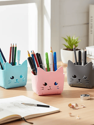 Set x4 Portalápices Gatito color Surtido 9.5x9cm