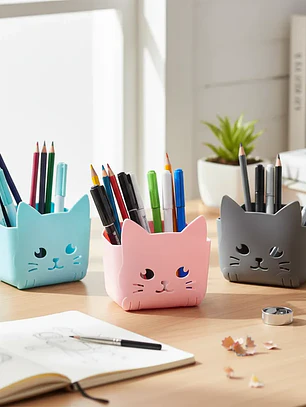 Set x4 Portalápices Gatito color Surtido 9.5x9cm