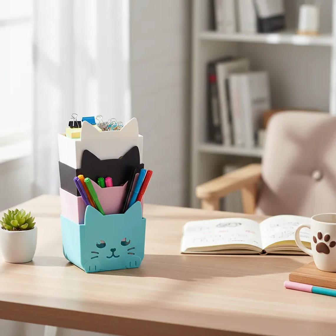 Set x4 Portalápices Gatito color Surtido 9.5x9cm 2