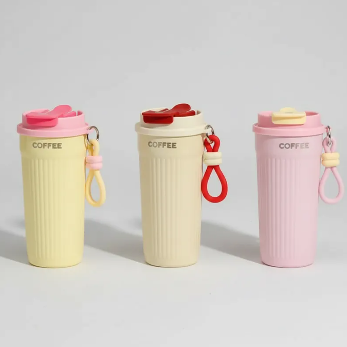 Vaso Térmico Para Café 400ml Portátil Con Tapa Y Correa 2