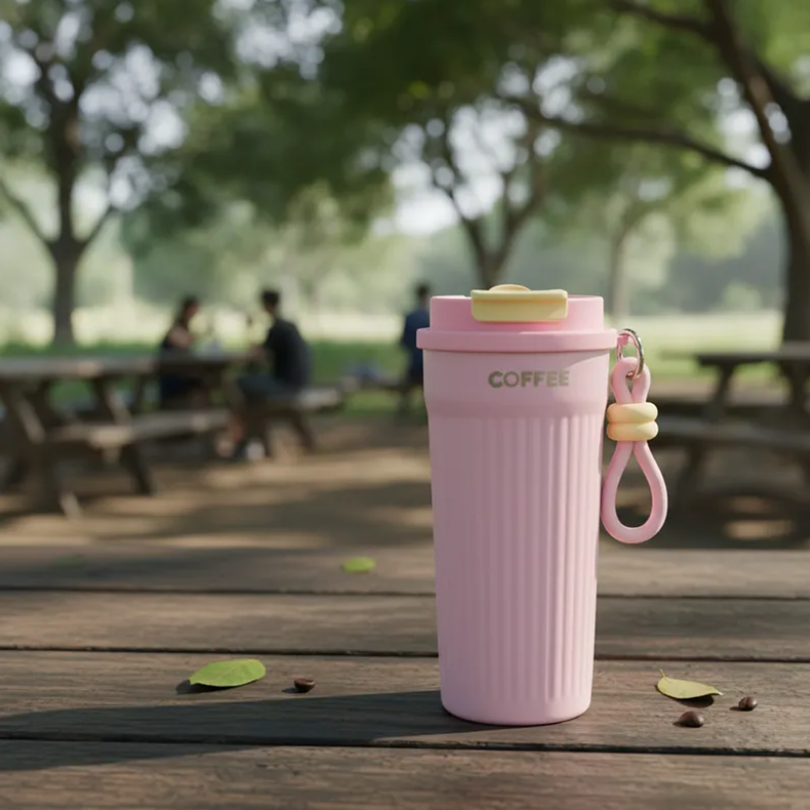 Vaso Térmico Para Café 400ml Portátil Con Tapa Y Correa 6