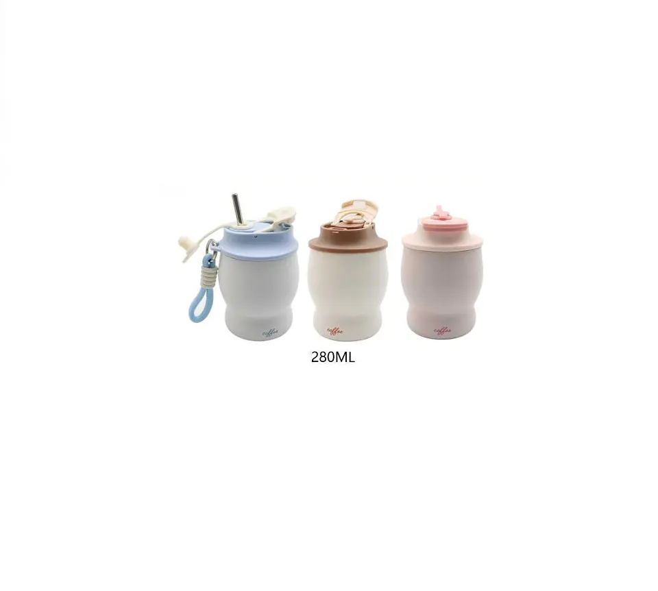 Vaso Térmico Para Café Acero Inoxidable 280ml Con Bombilla 5