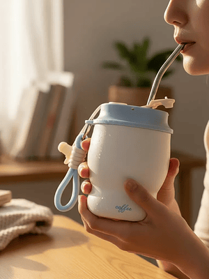 Vaso Térmico Para Café Acero Inoxidable 280ml Con Bombilla