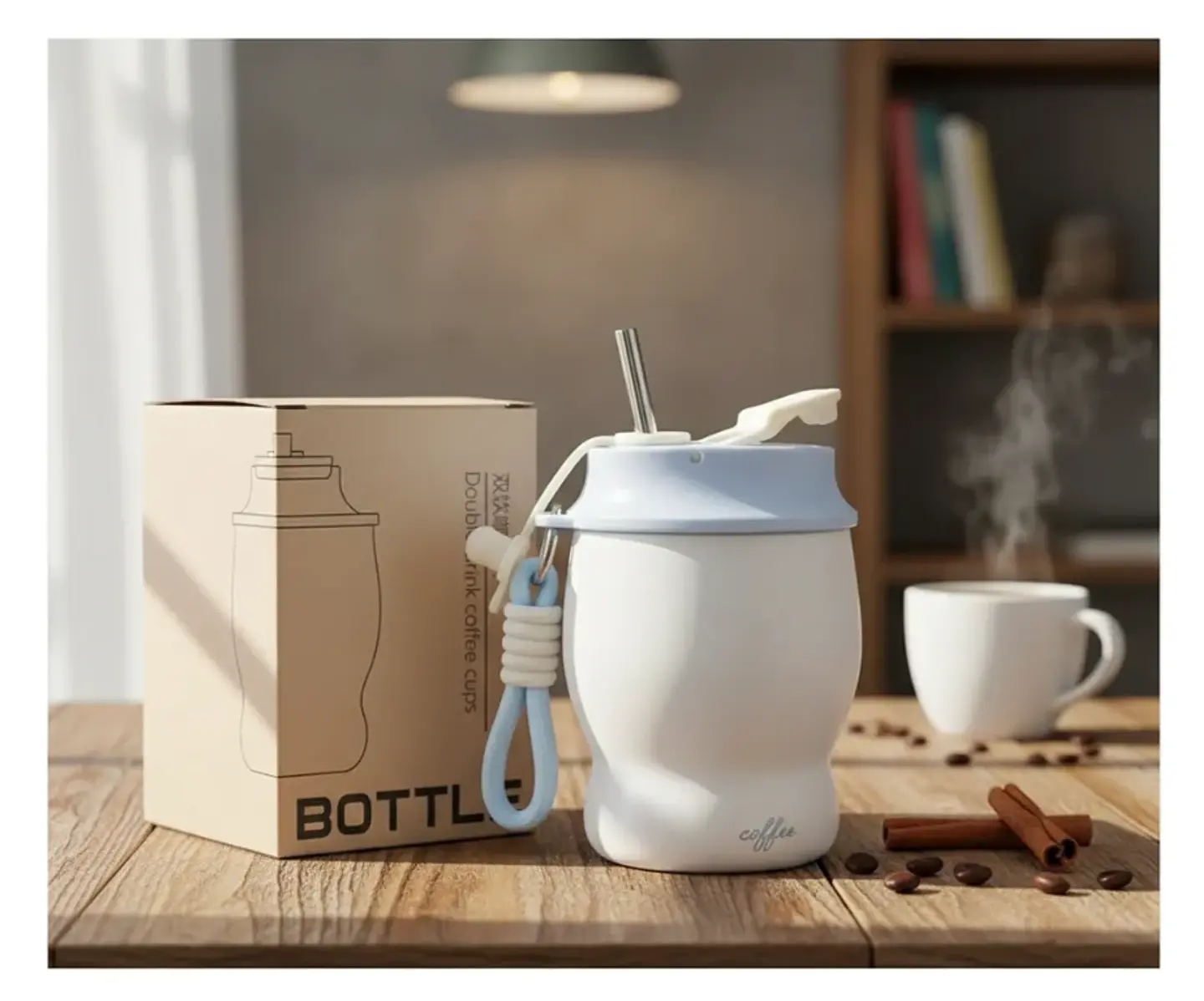 Vaso Térmico Para Café Acero Inoxidable 280ml Con Bombilla 3