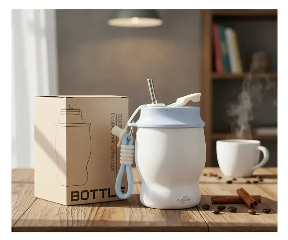 Vaso Térmico Para Café Acero Inoxidable 280ml Con Bombilla 3