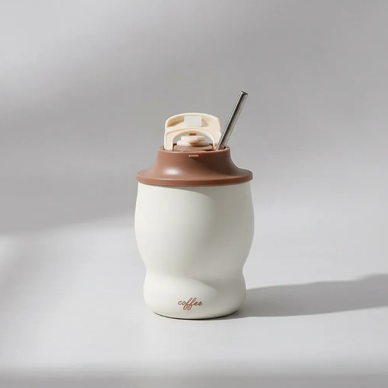 Vaso Térmico Para Café Acero Inoxidable 280ml Con Bombilla 6