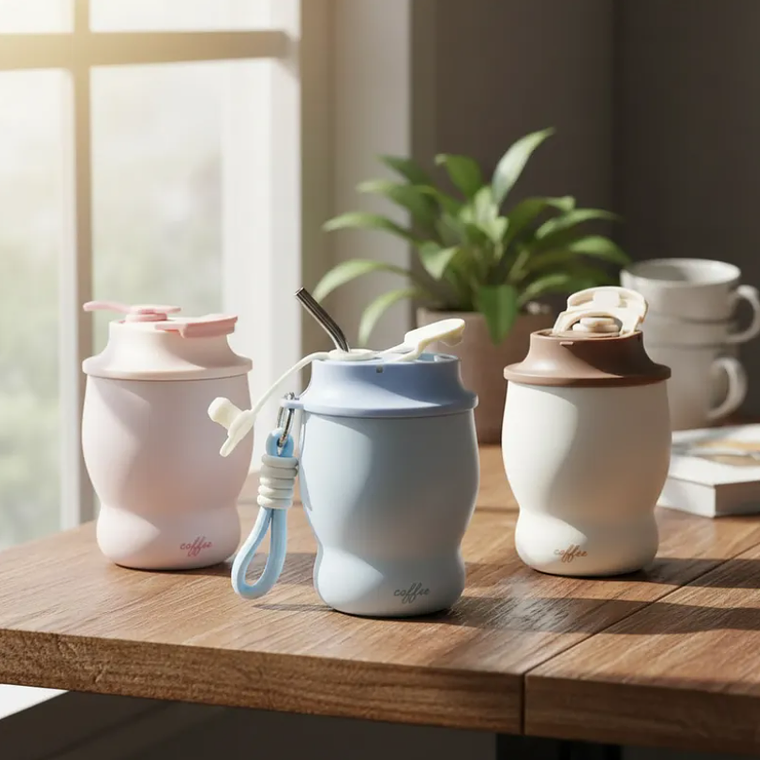 Vaso Térmico Para Café Acero Inoxidable 280ml Con Bombilla 1