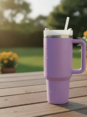 Vaso Térmico 1.2l Con Tapa, Asa Y Bombilla